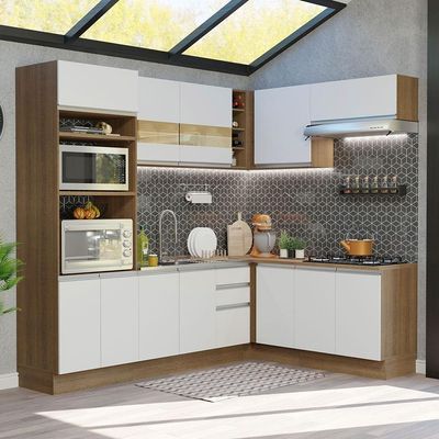 Cozinha Completa 419001 Com Armário E Balcão Rustic/Branco