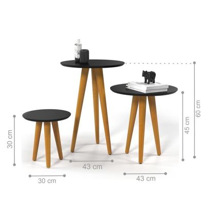 Jogo De Mesas Logan Preto