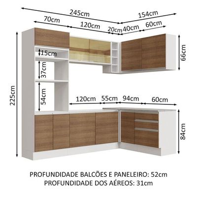 Cozinha Completa 399002 Com Armário E Balcão Branco/Rustic