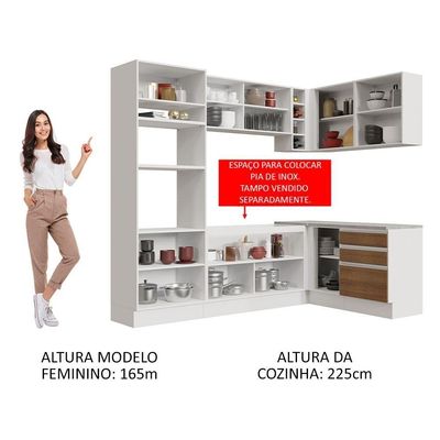 Cozinha Completa 399002 Com Armário E Balcão Branco/Rustic
