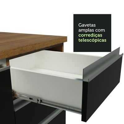Cozinha Completa 349001 Com Armário E Balcão Rustic/Preto