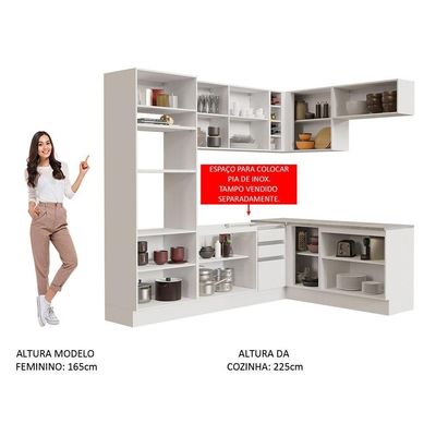 Cozinha Completa 419001 Com Armário E Balcão Branco Branco
