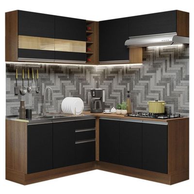 Cozinha Completa 349001 Com Armário E Balcão Rustic/Preto
