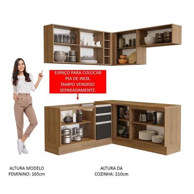 Cozinha Completa 349001 Com Armário E Balcão Rustic/Preto