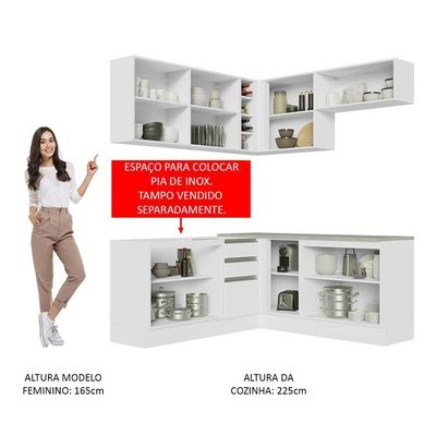 Cozinha Completa 349003 Com Armário E Balcão Branco Branco