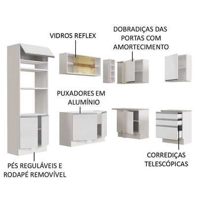 Cozinha Completa 399002 Com Armário E Balcão Branco Branco