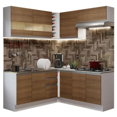 Cozinha Completa 349001 Com Armário E Balcão Branco/Rustic