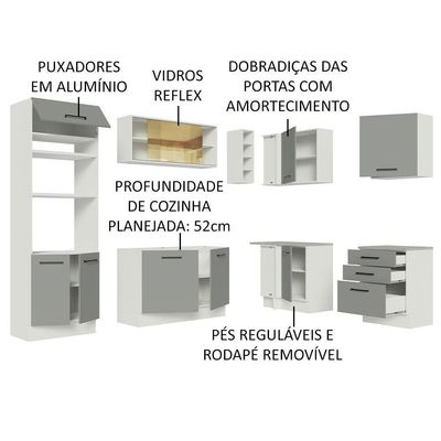 Cozinha Completa 399001 Com Armário E Balcão Branco/Cinza