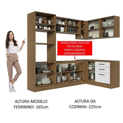 Cozinha Completa 399001 Com Armário E Balcão Rustic/Branco