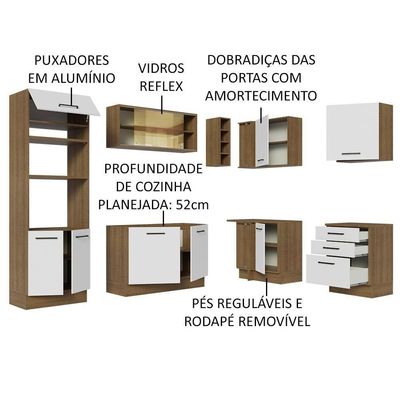 Cozinha Completa 399001 Com Armário E Balcão Rustic/Branco