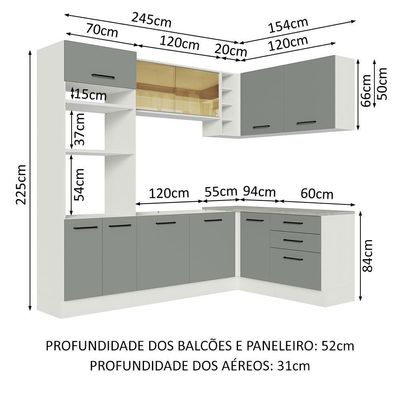 Cozinha Completa 399001 Com Armário E Balcão Branco/Cinza