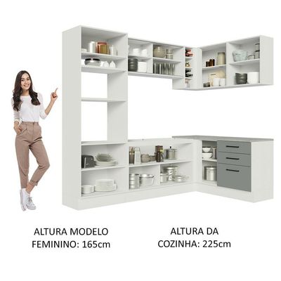 Cozinha Completa 399001 Com Armário E Balcão Branco/Cinza