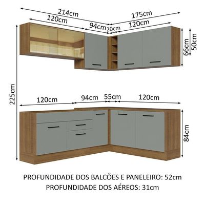 Cozinha Completa 389001 Com Armário E Balcão Rustic/Cinza