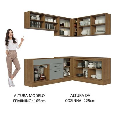 Cozinha Completa 389001 Com Armário E Balcão Rustic/Cinza