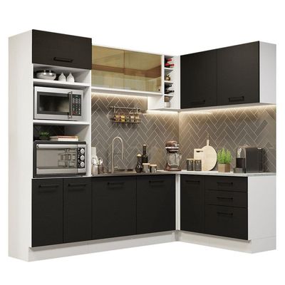 Cozinha Completa 399001 Com Armário E Balcão Branco/Preto