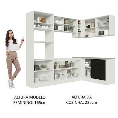 Cozinha Completa 399001 Com Armário E Balcão Branco/Preto