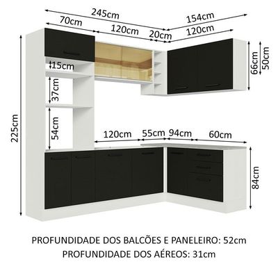 Cozinha Completa 399001 Com Armário E Balcão Branco/Preto