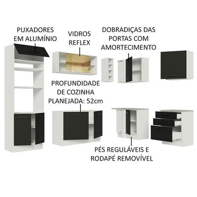 Cozinha Completa 399001 Com Armário E Balcão Branco/Preto
