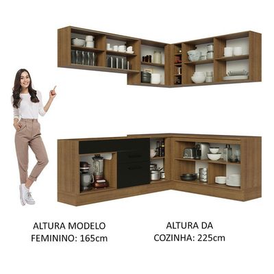 Cozinha Completa 389001 Com Armário E Balcão Rustic/Preto