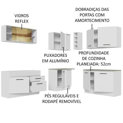 Cozinha Completa 389001 Com Armário E Balcão Branco Branco
