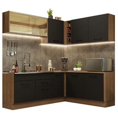 Cozinha Completa 389001 Com Armário E Balcão Rustic/Preto