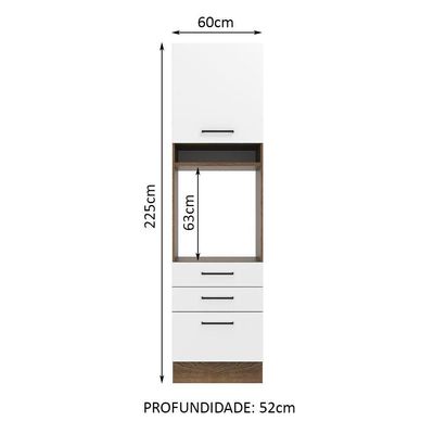 Torre Quente 60 Cm 1 Porta 3 Gavetas Rustic/branco