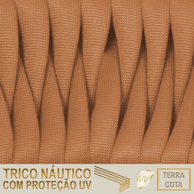7 Cadeiras Atenas Tricô Náutico E Alumínio Proteção Uv Terra Cota