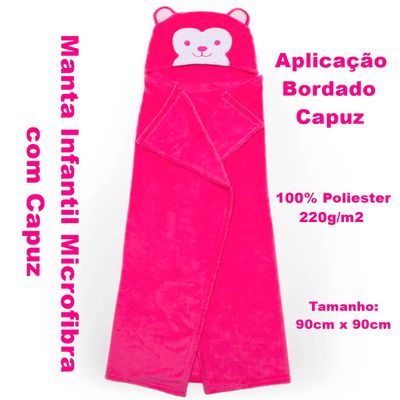 Manta com Capuz Buettner Microfibra Infantil Sheep 90cmx90cm Rosa Escuro