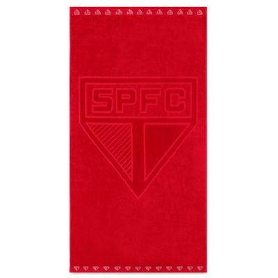 Toalha de Banho Buettner Jacquard Veludo Futebol Sao Paulo 70cmx140m Vermelho