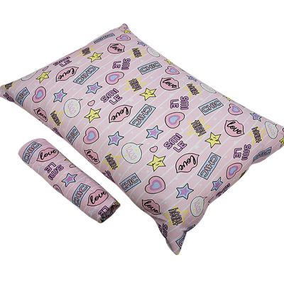 Jogo de Cama Solteiro Portallar Malha Misto Estampado Chic Love 2 Pçs com Elástico Rosa