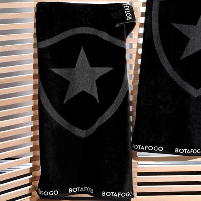 Toalha de Banho Buettner Jacquard Barra Bordada Veludo Futebol Botafogo 70cmx140m Preto