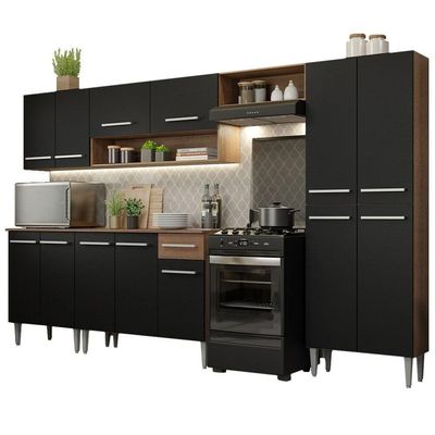 Cozinha Completa Com Armário E Balcão Rustic/Preto