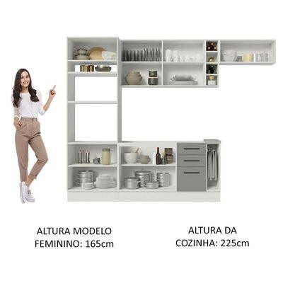 Cozinha Completa 290003 Com Armário E Balcão Branco/Cinza