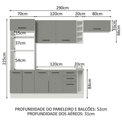Cozinha Completa 290003 Com Armário E Balcão Branco/Cinza