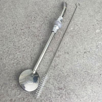 Bomba de Chimarrão Inox 23cm Anel Pérola Bojo Mil Furos Removível Erva Mate