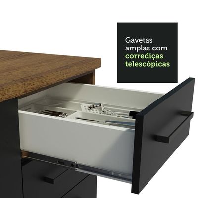 Cozinha Completa 270001 Com Armário E Balcão Rustic/Preto