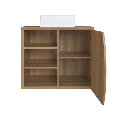 Gabinete Suspenso 70cm Laura Mel Cuba Branca Porta e 2 Prateleiras