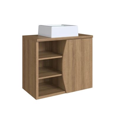 Gabinete Suspenso 70cm Laura Mel Cuba Branca Porta e 2 Prateleiras