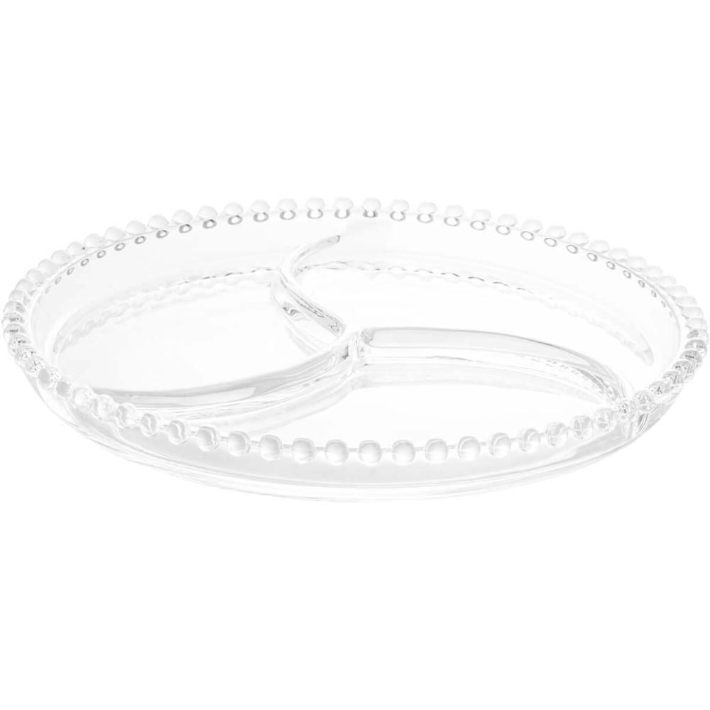 Jogo 5 Petisqueiras De Cristal 23cm Wolff Pearl 3 Divisórias Doces Aperitivos Mesa Posta