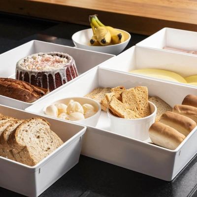 Jogo 4 Travessas 32x17x7cm Fundas Brancas Forma GN 1/3 Coza Plásticas Servir Buffet