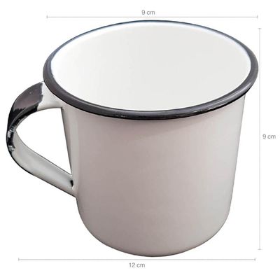 Jogo 4 Canecas Esmaltas Brancas 400ml Xicaras de Café Chá Caneca Agata Metallouça
