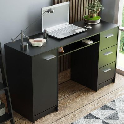 Escrivaninha Madesa Alaska + Estante Escada - Preto Preto