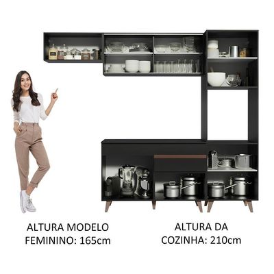 Cozinha Completa 250003 Com Armário E Balcão Preto Preto