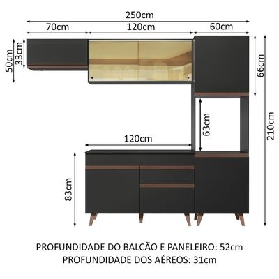 Cozinha Completa 250003 Com Armário E Balcão Preto Preto