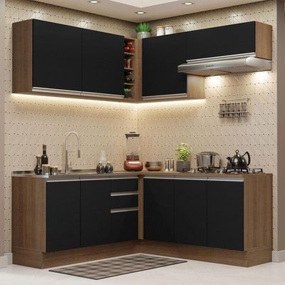Cozinha Completa 349003 Com Armário E Balcão Rustic/Preto