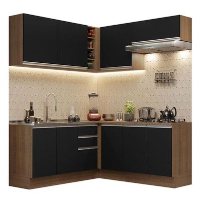 Cozinha Completa 349003 Com Armário E Balcão Rustic/Preto