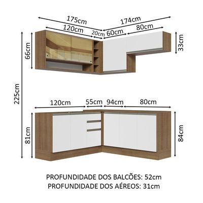 Cozinha Completa 349002 Com Armário E Balcão Rustic/Branco