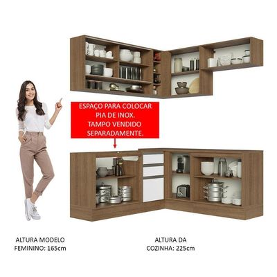 Cozinha Completa 349002 Com Armário E Balcão Rustic/Branco