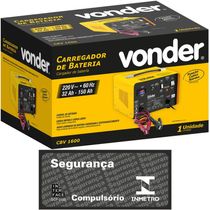 Carregador De Bateria Automotivas 220v CBV1600 Vonder Carga Rápida E Carga Lenta 32ah-150ah