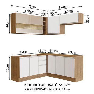 Cozinha 349001 Com Armário E Balcão Rustic/Branco/Crema